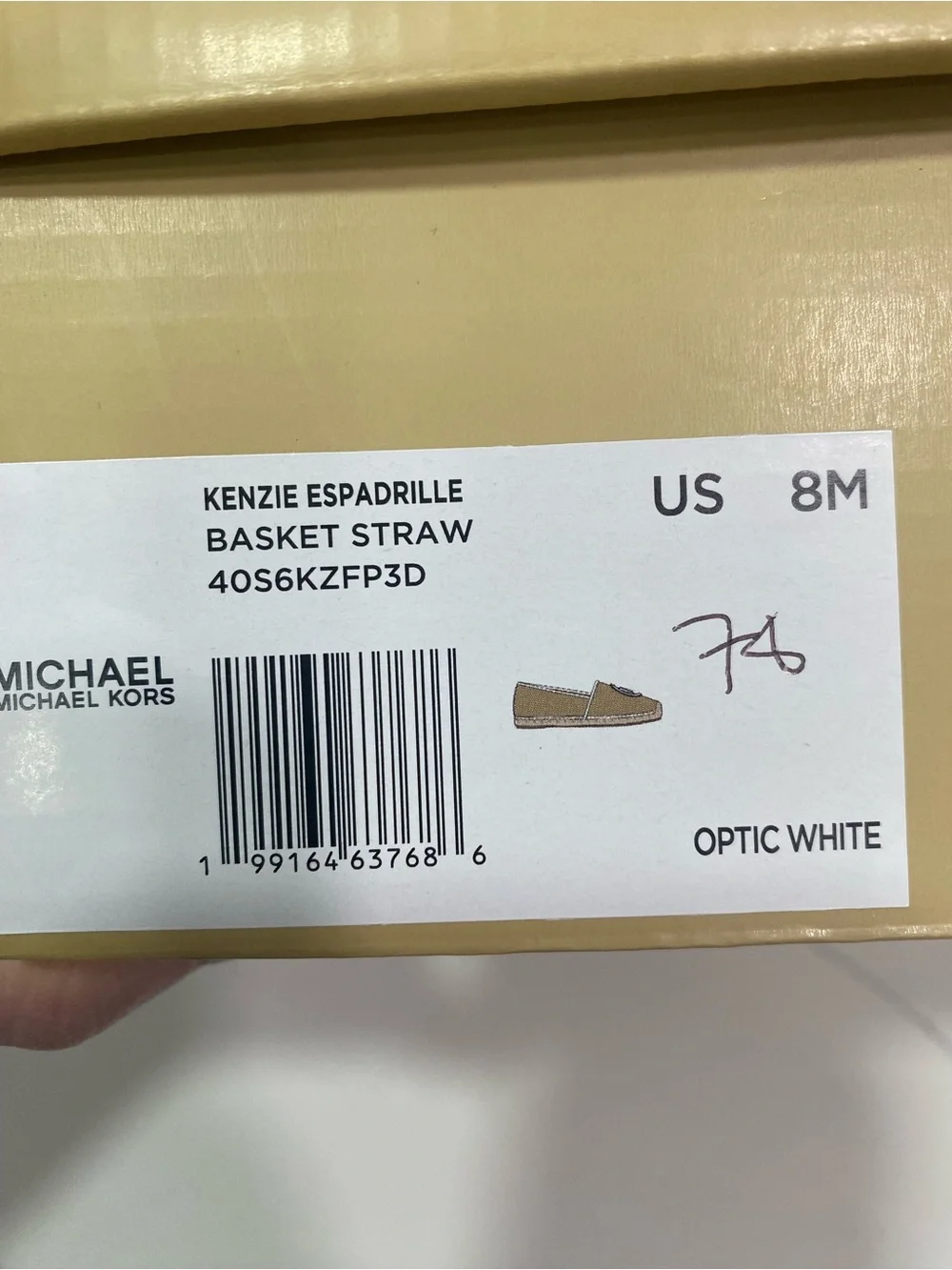 Michael Kors Tan Raffia Slip-On Loafers with White MK Emblem